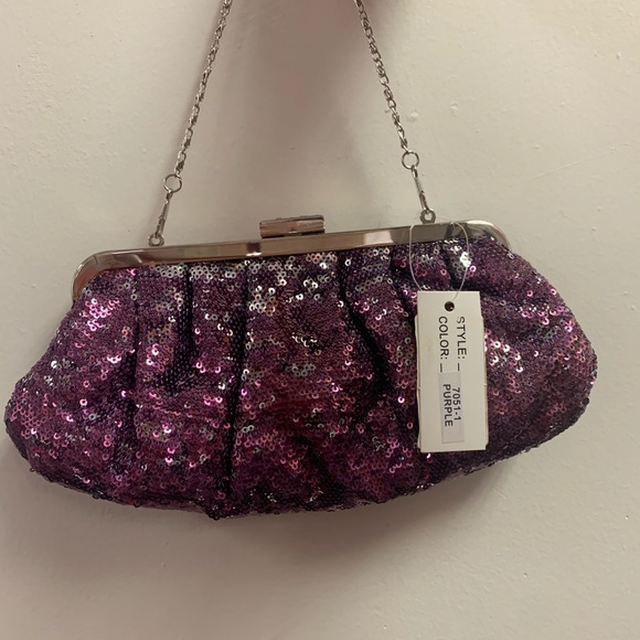 Purple Reversible Sequin Evening Bag - Picture 4 of 4